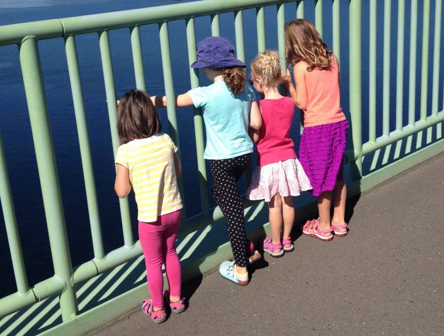 Kids-looking-view-Tacoma-Narrows-Bridge-hike-kids-families